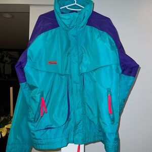 EUC VINTAGE 90s Columbia  Jacket Lg Men’s Teal Purple Powder Keg Colorblock